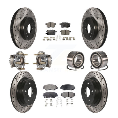 Kit de rotor et de plaquettes de frein à disque revêtus de roulement de moyeu avant et arrière (10 pièces) pour Honda Accor
