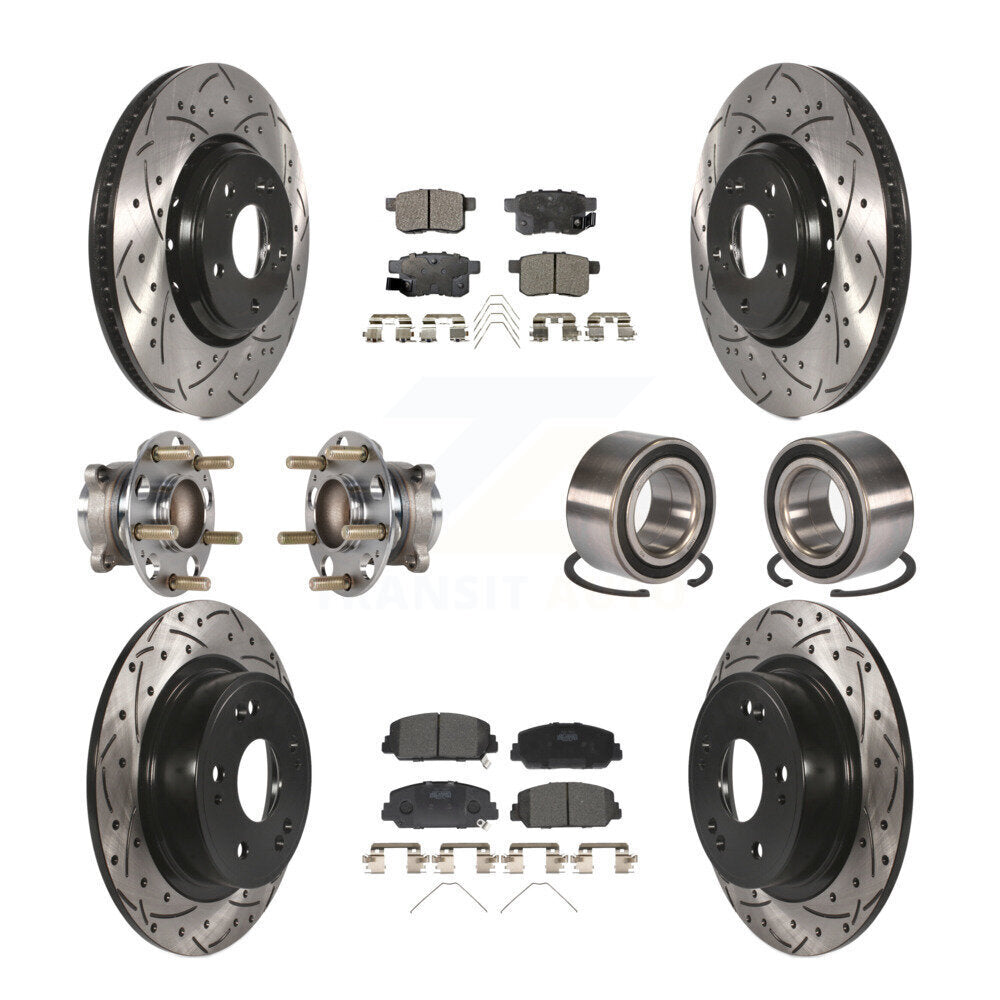 Kit de rotor et de plaquettes de frein à disque revêtus de roulement de moyeu avant et arrière (10 pièces) pour Honda Accor