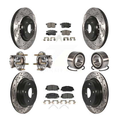 Kit de rotor et de plaquettes de frein à disque revêtus de roulement de moyeu avant et arrière (10 pièces) pour Honda Accor