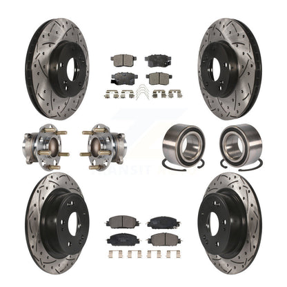 Kit de rotor et de plaquettes de frein à disque revêtus de roulement de moyeu avant et arrière (10 pièces) pour Honda Accor