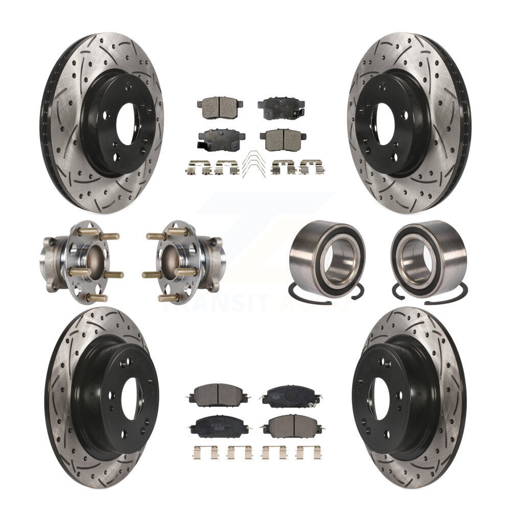 Kit de plaquettes de rotor de frein, roulement de moyeu avant et arrière (10 pièces) pour Honda Accord LX-17