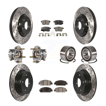 Kit de rotor et de plaquettes de frein à disque revêtus de roulement de moyeu avant et arrière (10 pièces) pour Honda Accor