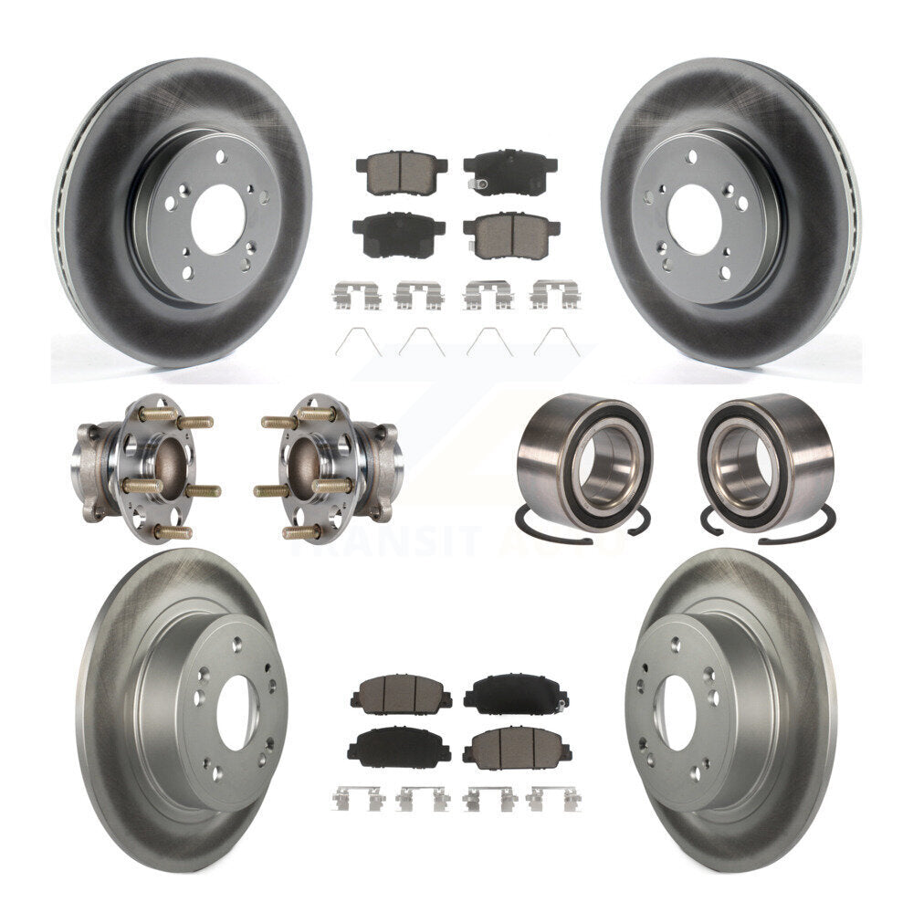 Kit de rotor et de plaquettes de frein à disque revêtus de roulement de moyeu avant et arrière (10 pièces) pour Honda Accor