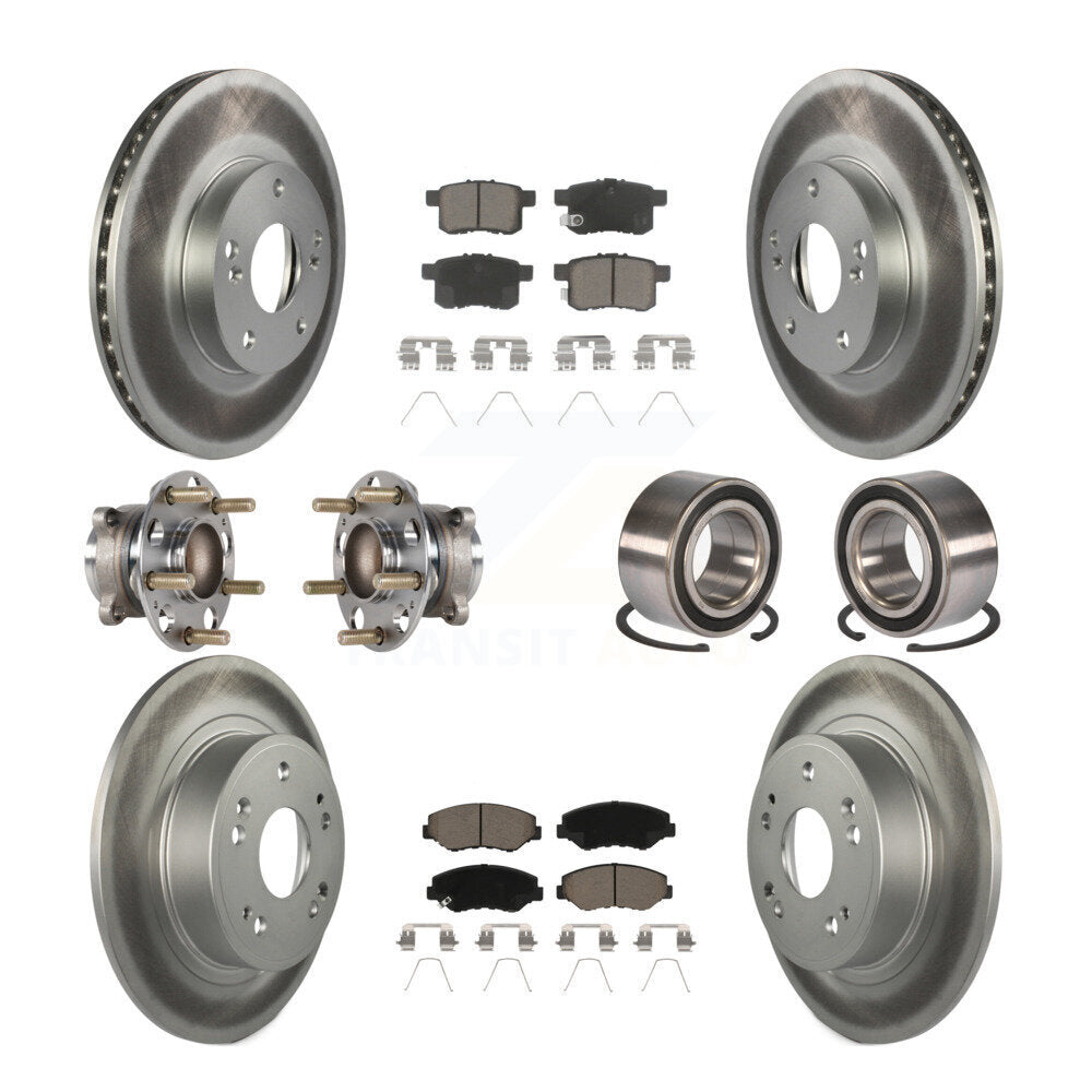Kit de rotor et de plaquettes de frein à disque revêtus de roulement de moyeu avant et arrière (10 pièces) pour Honda Accor