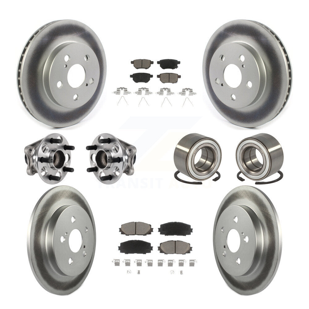 Kit de plaquettes de rotor de frein enduites de roulement de moyeu avant et arrière (10 pièces) pour Toyota Prius Prim