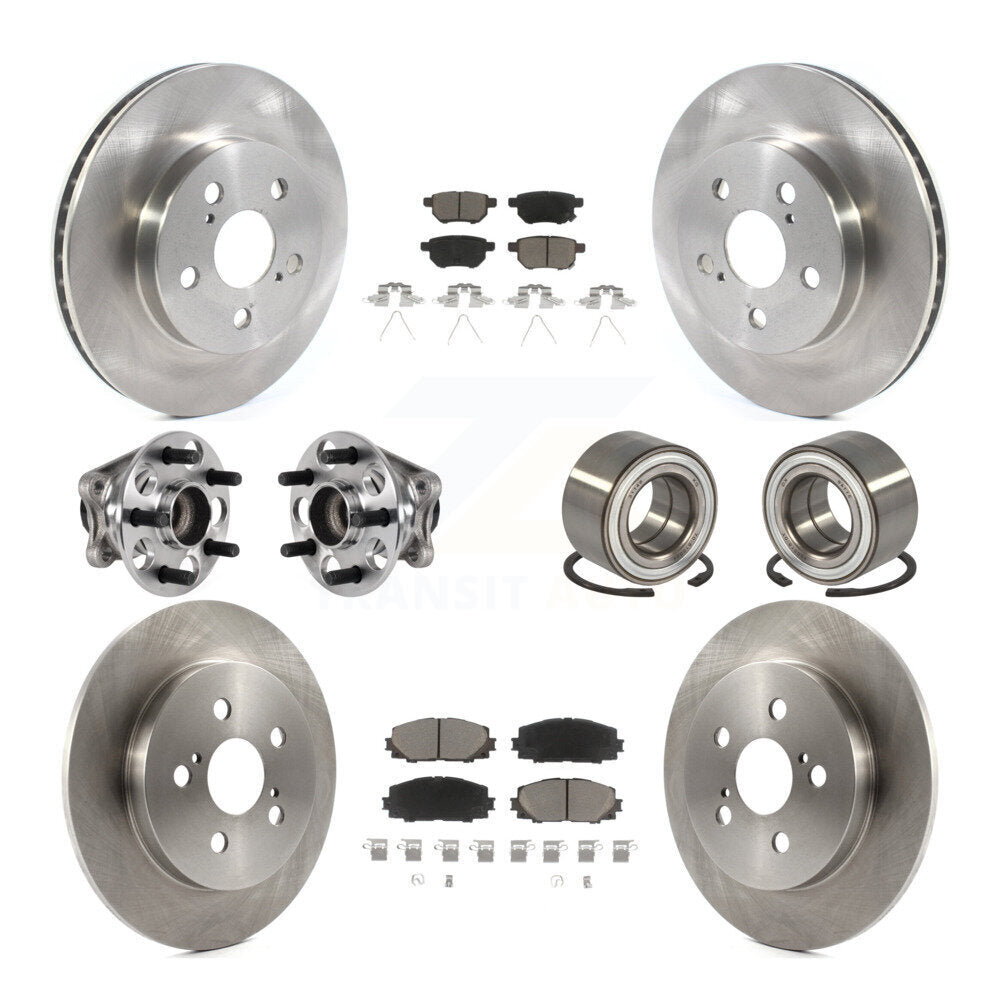 Kit de rotors et plaquettes de frein à disque, roulement de moyeu avant et arrière (10 pièces) pour Toyota Prius Prim