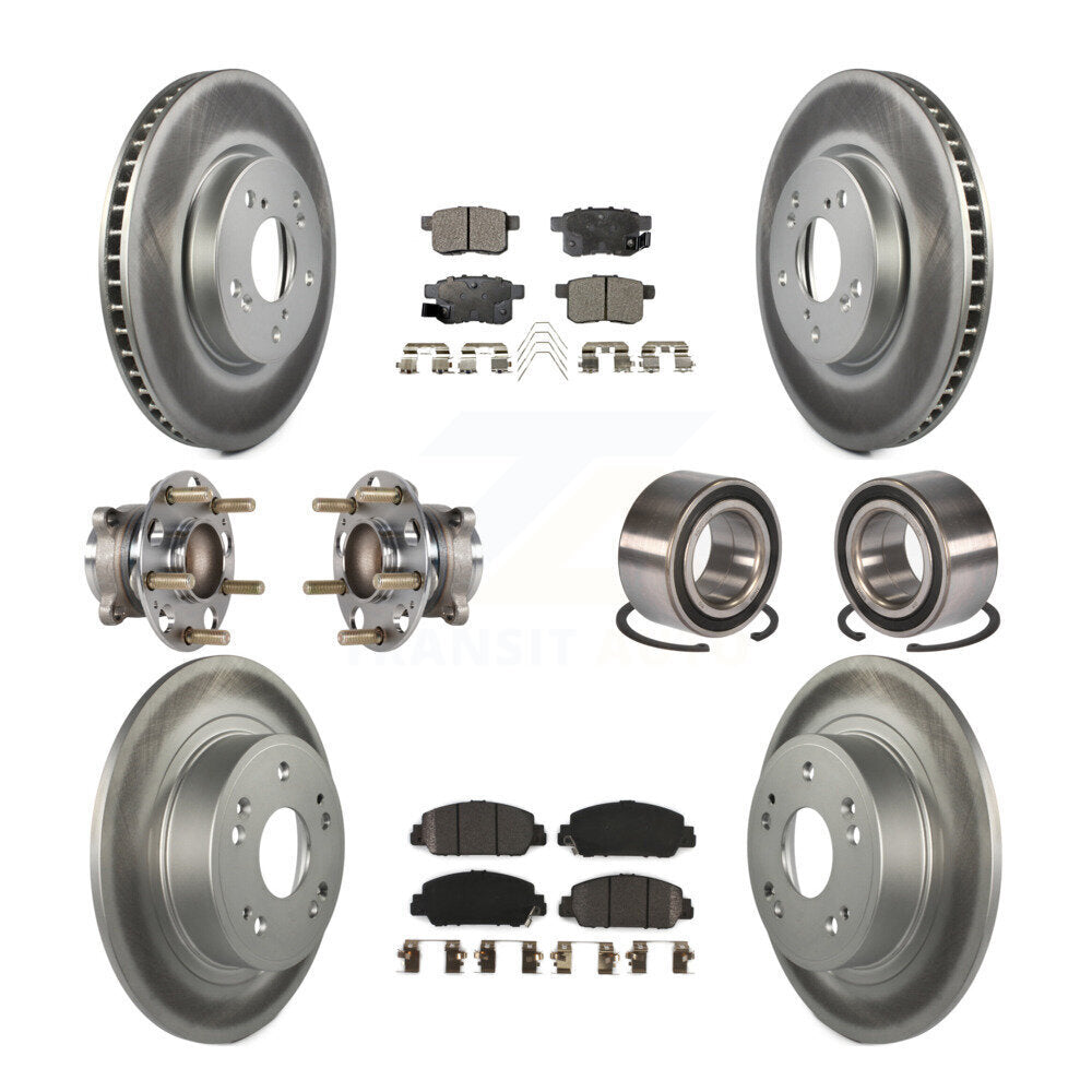 Kit de rotor et de plaquettes de frein à disque revêtus de roulement de moyeu avant et arrière (10 pièces) pour Honda Accor