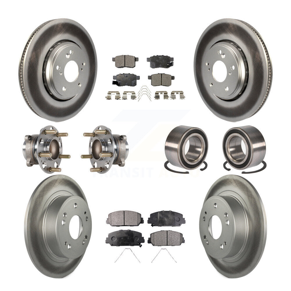 Kit de rotor et de plaquettes de frein à disque revêtus de roulement de moyeu avant et arrière (10 pièces) pour Honda Accor