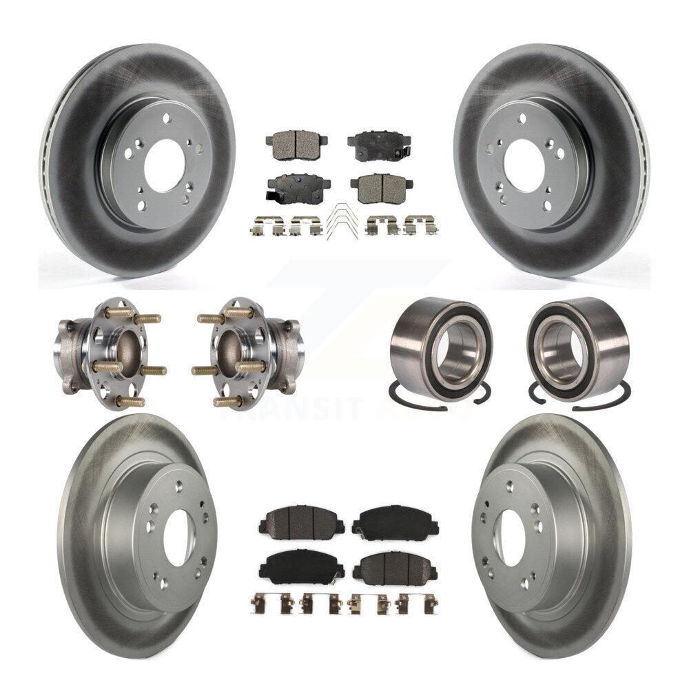 Kit de rotor et de plaquettes de frein à disque revêtus de roulement de moyeu avant et arrière (10 pièces) pour Honda Accor
