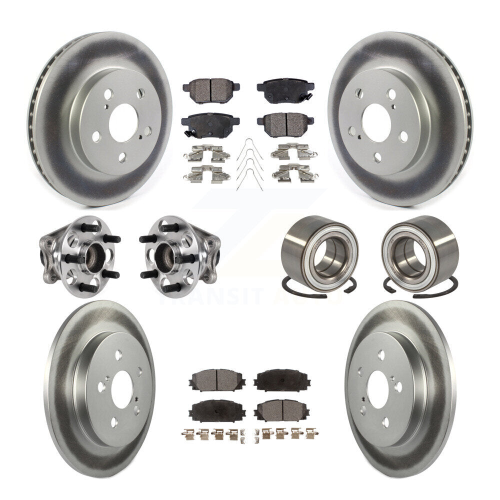 Kit de plaquettes de rotor de frein enduites de roulement de moyeu avant et arrière (10 pièces) pour Toyota Prius Prim