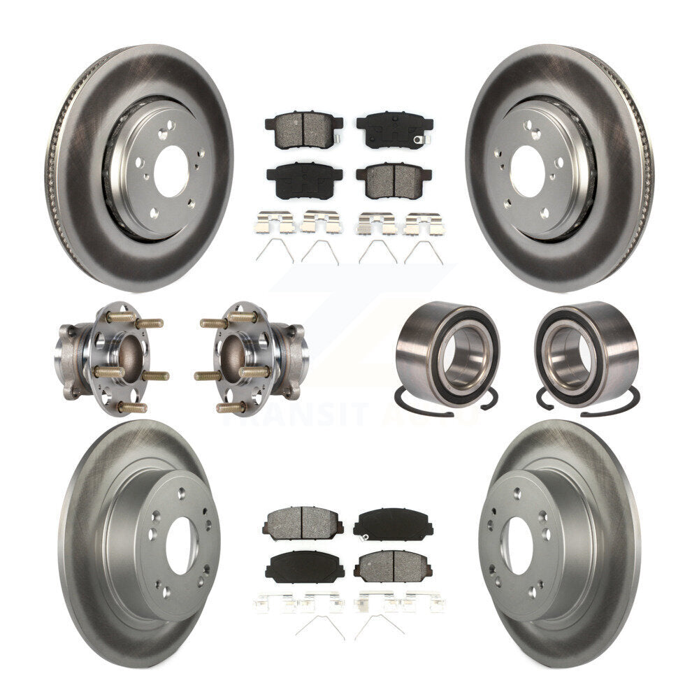 Kit de rotor et de plaquettes de frein à disque revêtus de roulement de moyeu avant et arrière (10 pièces) pour Honda Accor