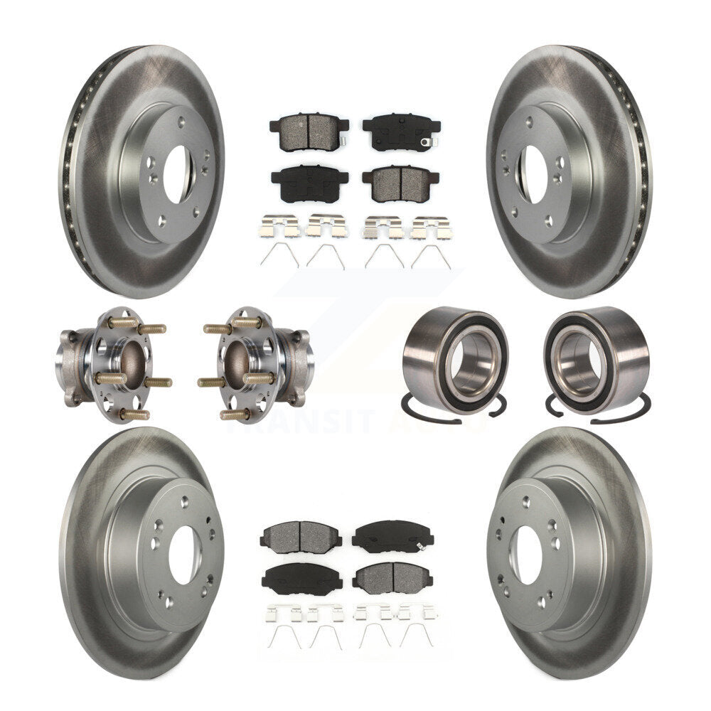 Kit de rotor et de plaquettes de frein à disque revêtus de roulement de moyeu avant et arrière (10 pièces) pour Honda Accor