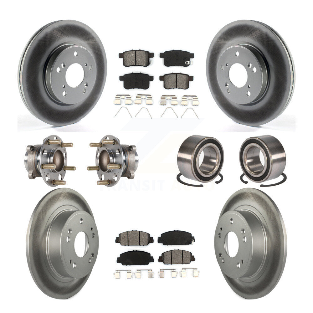 Kit de rotor et de plaquettes de frein à disque revêtus de roulement de moyeu avant et arrière (10 pièces) pour Honda Accor