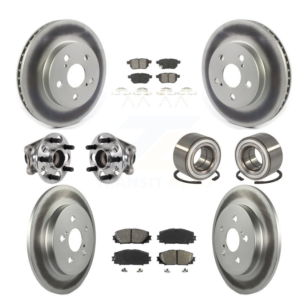 Kit de plaquettes de rotor de frein enduites de roulement de moyeu avant et arrière (10 pièces) pour Toyota Prius Prim