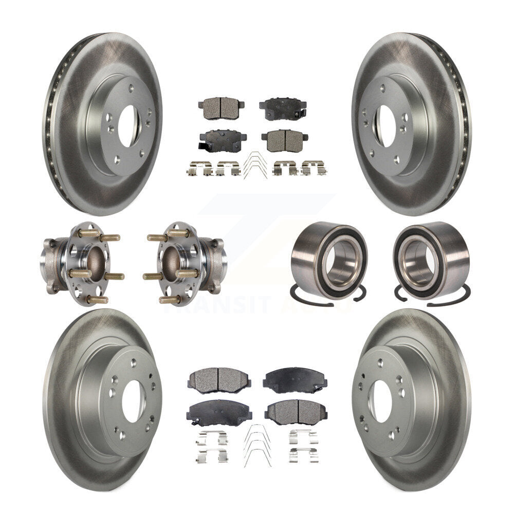 Kit de rotor et de plaquettes de frein à disque revêtus de roulement de moyeu avant et arrière (10 pièces) pour Honda Accor
