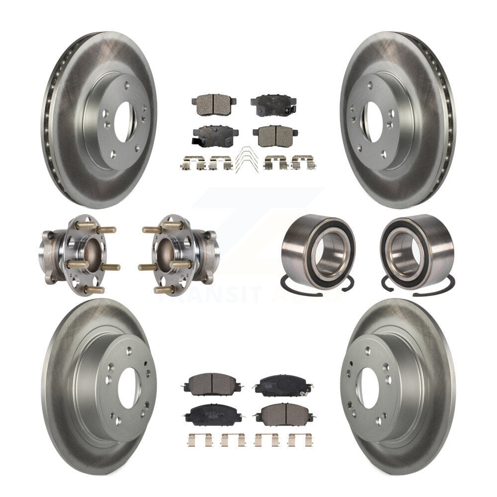 Kit de rotor et de plaquettes de frein à disque revêtus de roulement de moyeu avant et arrière (10 pièces) pour Honda Accor