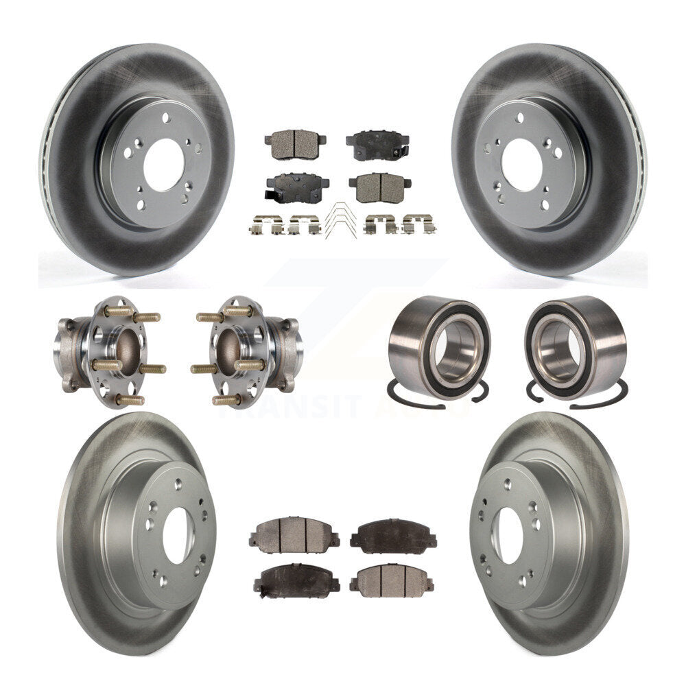 Kit de rotor et de plaquettes de frein à disque revêtus de roulement de moyeu avant et arrière (10 pièces) pour Honda Accor