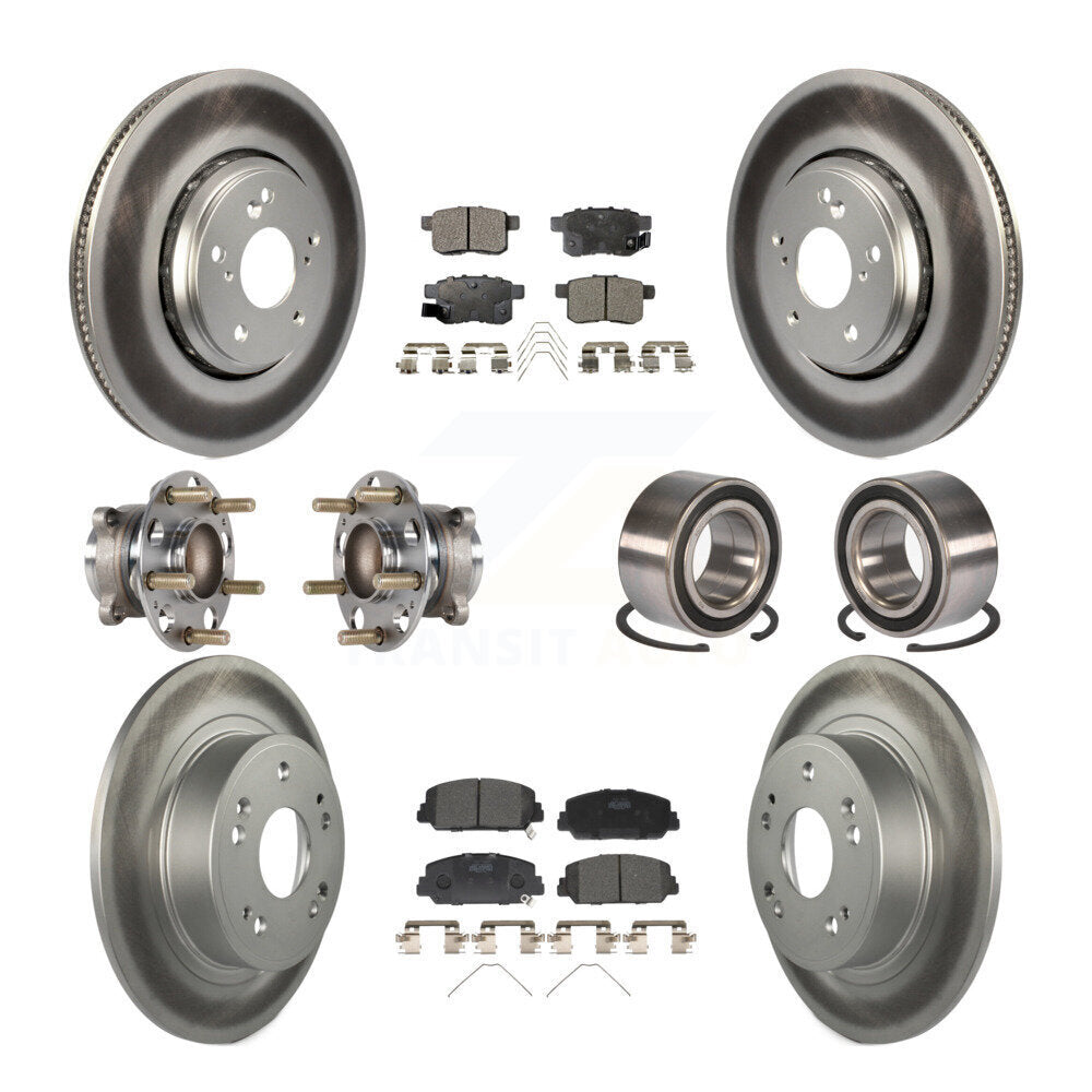 Kit de rotor et de plaquettes de frein à disque revêtus de roulement de moyeu avant et arrière (10 pièces) pour Honda Accor