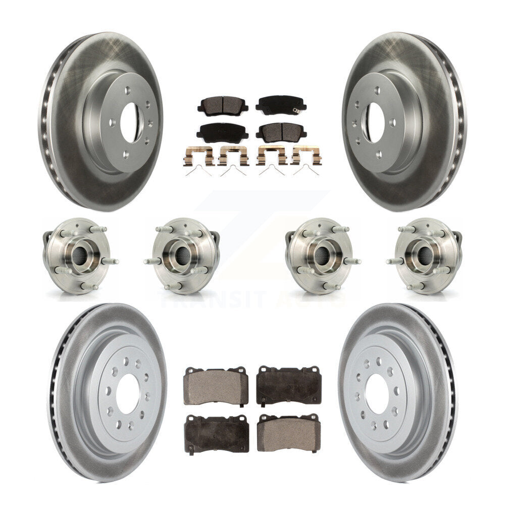Kit de rotor et de plaquettes de frein à disque revêtus de roulement de moyeu avant et arrière (10 pièces) pour Cadillac AT