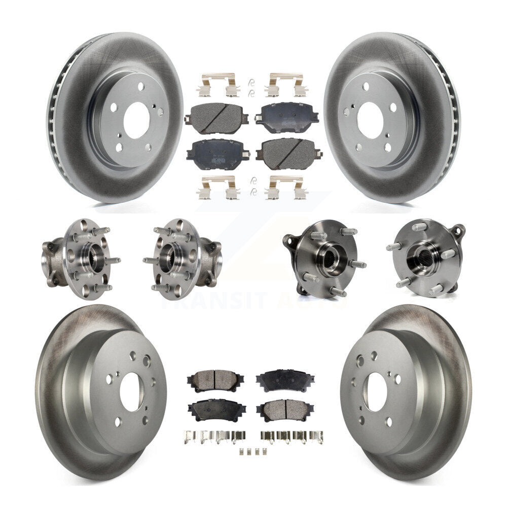 Kit de rotors et plaquettes de frein à disque revêtus de roulement de moyeu avant et arrière (10 pièces) pour Lexus IS25