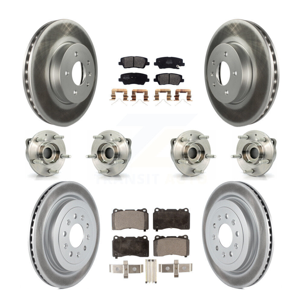 Kit de rotor et de plaquettes de frein à disque revêtus de roulement de moyeu avant et arrière (10 pièces) pour Cadillac AT