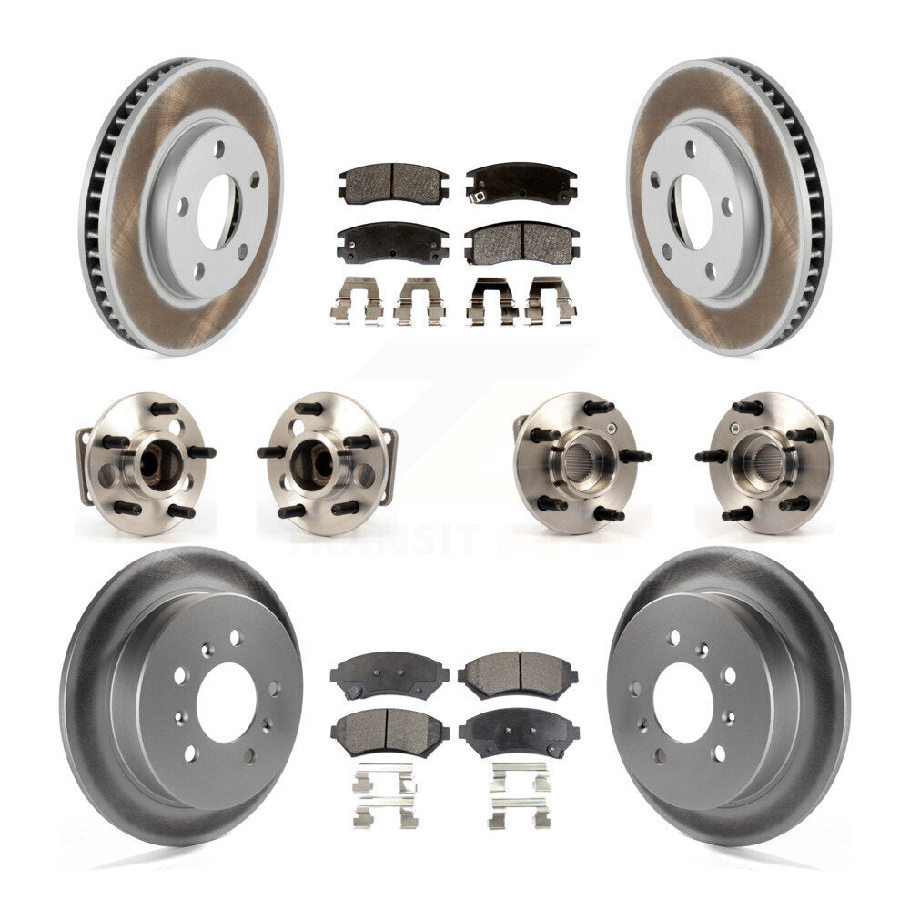Kit de rotor et de plaquettes de frein revêtus de roulement de moyeu avant et arrière (10 pièces) pour Chevrolet Ventur