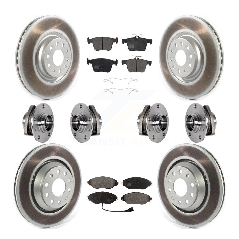 Kit de rotors et plaquettes de frein à disque revêtus de roulements de moyeu avant et arrière (10 pièces) pour Audi S