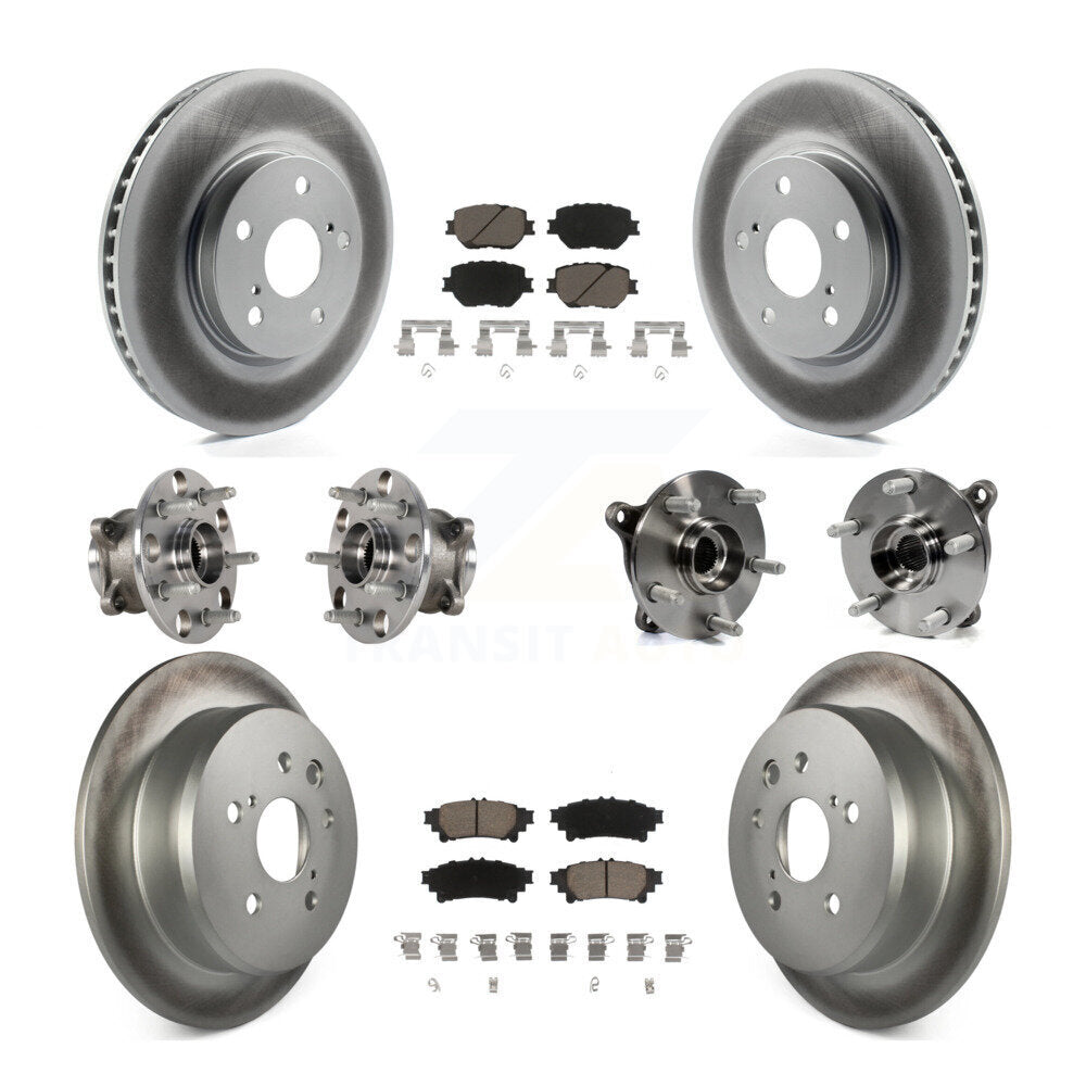 Kit de rotors et plaquettes de frein à disque revêtus de roulement de moyeu avant et arrière (10 pièces) pour Lexus IS25