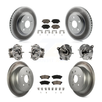 Kit de rotors et plaquettes de frein à disque revêtus de roulement de moyeu avant et arrière (10 pièces) pour Lexus IS25
