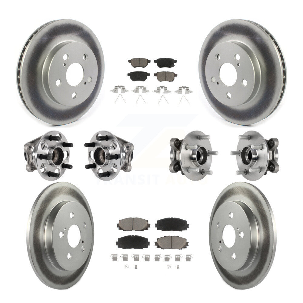 Kit de plaquettes de rotor de frein enduites de roulement de moyeu avant et arrière (10 pièces) pour Toyota Prius Prim