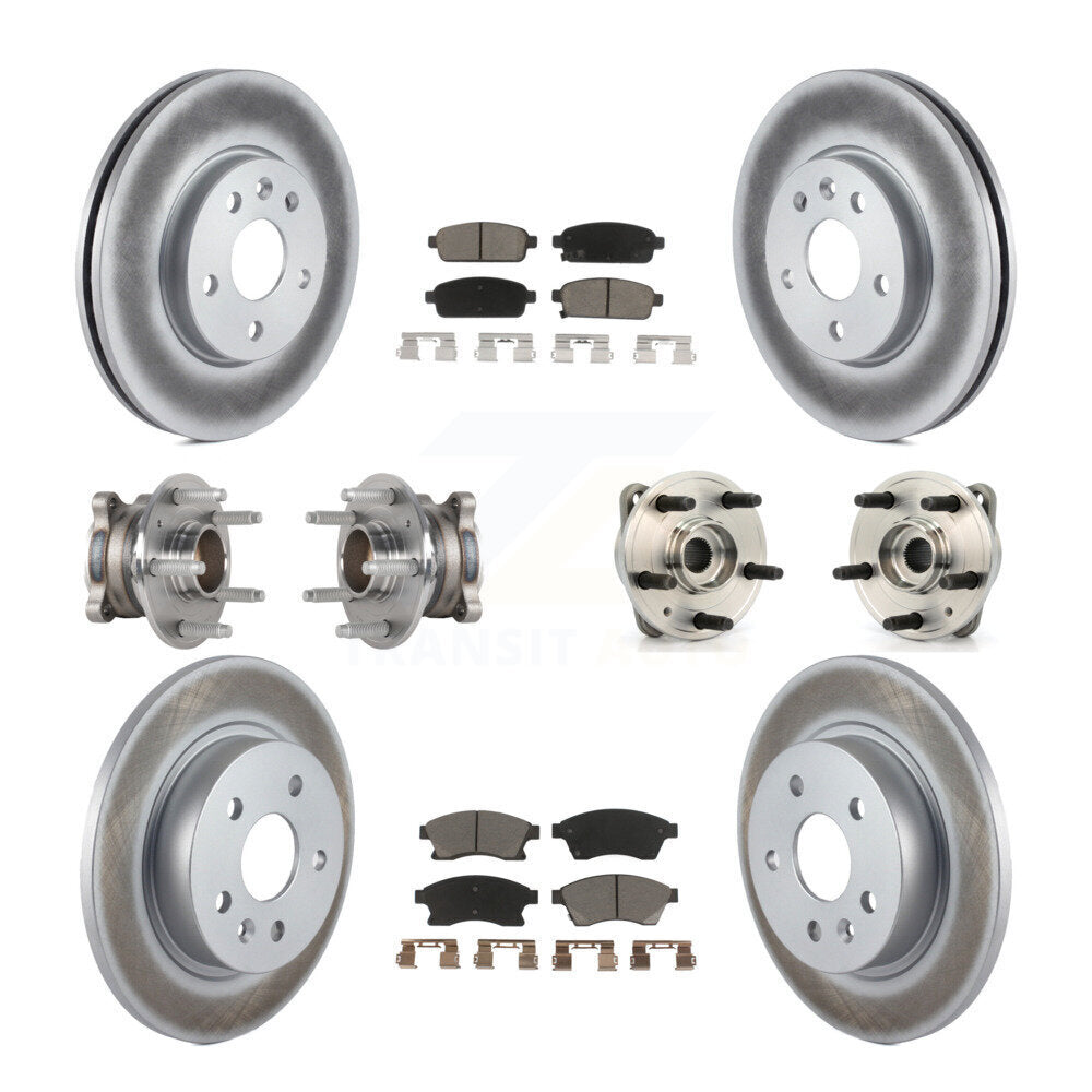 Kit de rotor et de plaquettes de frein revêtus de roulement de moyeu avant et arrière (10 pièces) pour Chevrolet Cruz