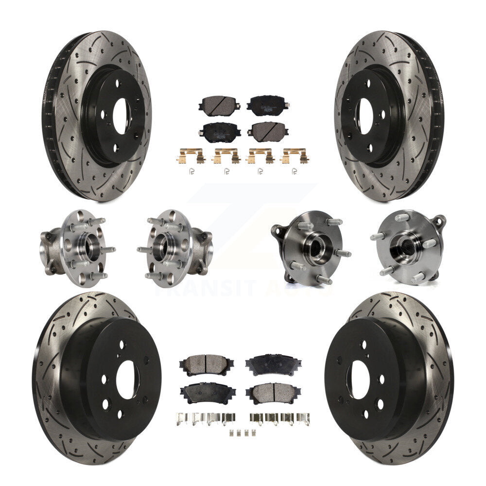 Kit de rotors et plaquettes de frein à disque revêtus de roulement de moyeu avant et arrière (10 pièces) pour Lexus IS25