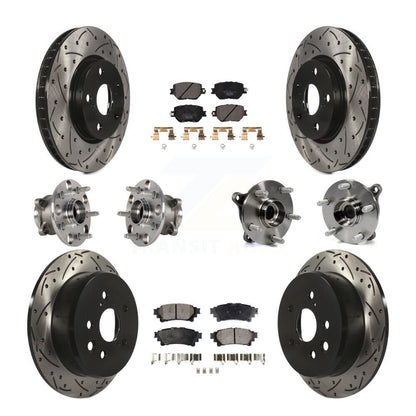 Kit de rotors et plaquettes de frein à disque revêtus de roulement de moyeu avant et arrière (10 pièces) pour Lexus IS25