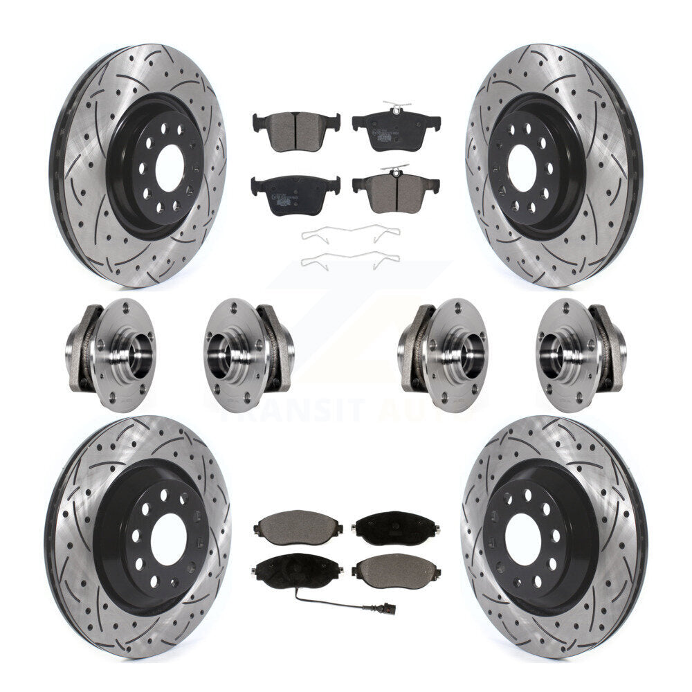 Kit de rotors et plaquettes de frein à disque revêtus de roulements de moyeu avant et arrière (10 pièces) pour Audi S