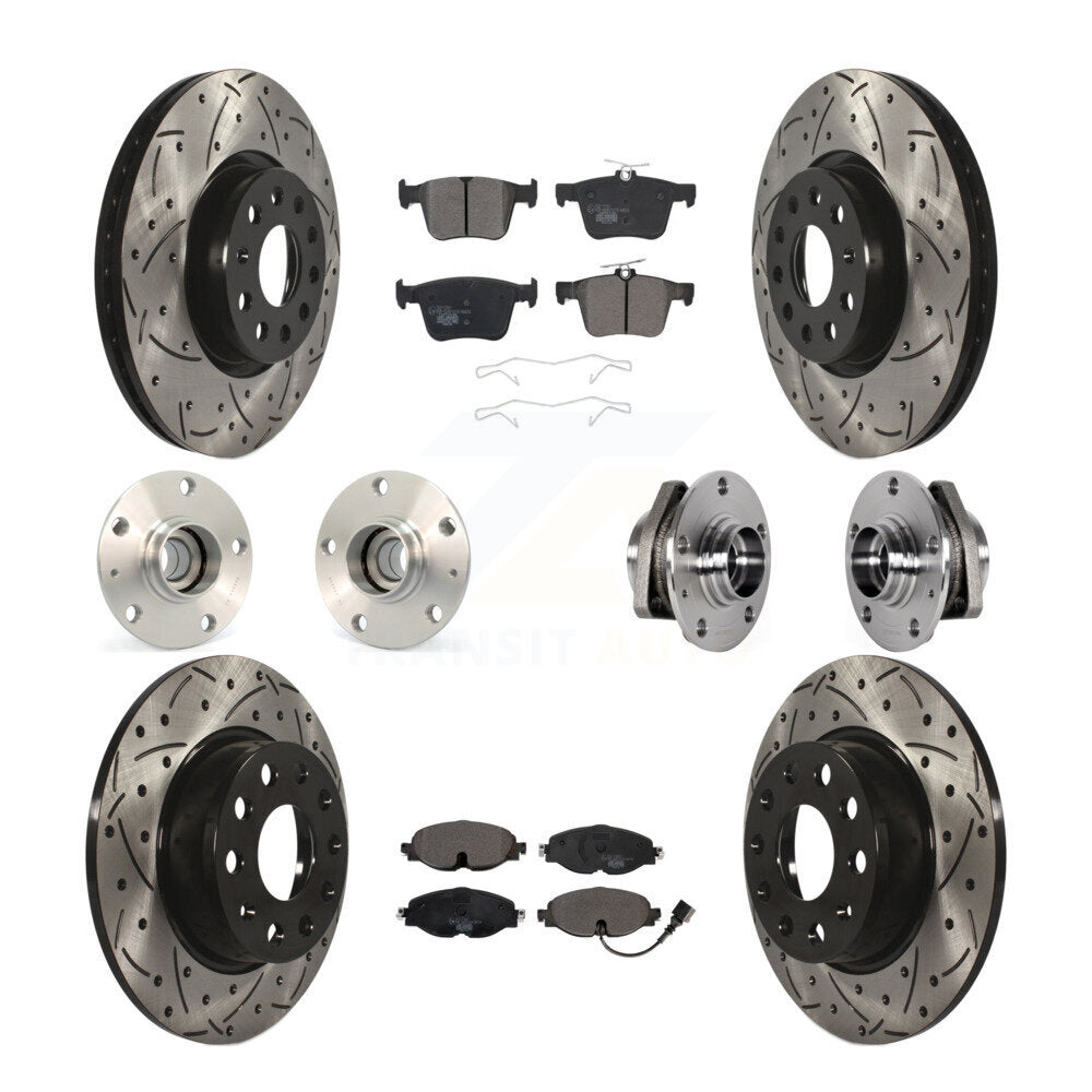 Kit de rotors et plaquettes de frein revêtus de roulement de moyeu avant et arrière (10 pièces) pour Audi A3 Sportbac