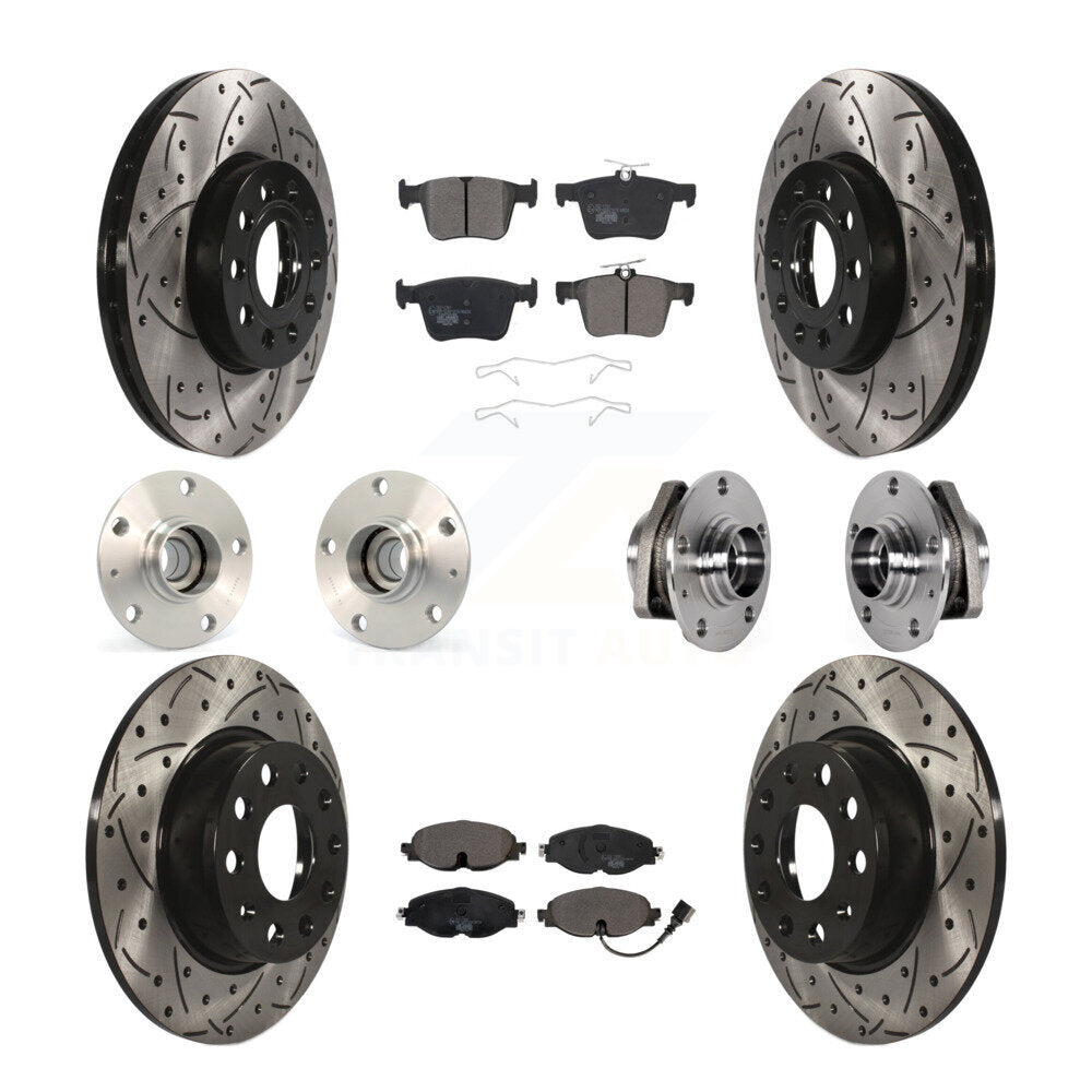 Kit de rotor et de plaquettes de frein revêtus de roulement de moyeu avant et arrière (10 pièces) pour Audi A3 2016 2.0