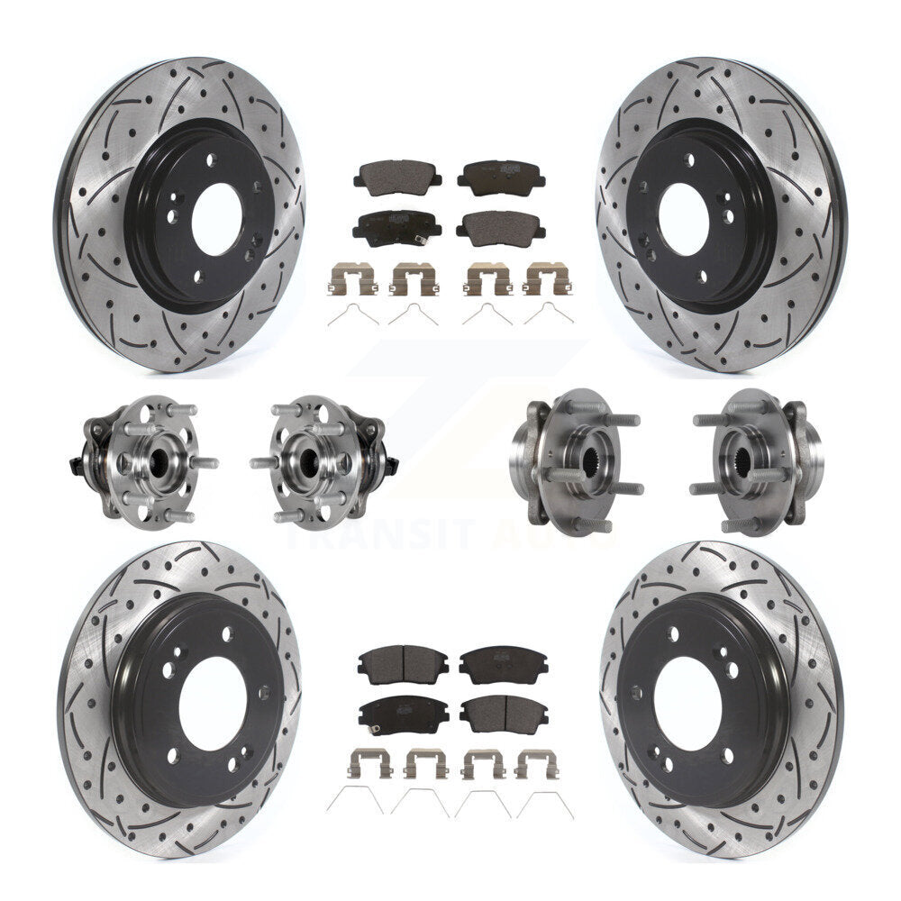 Kit de plaquettes de rotor de frein, roulement de moyeu avant et arrière (10 pièces) pour Hyundai Elantra 1.6