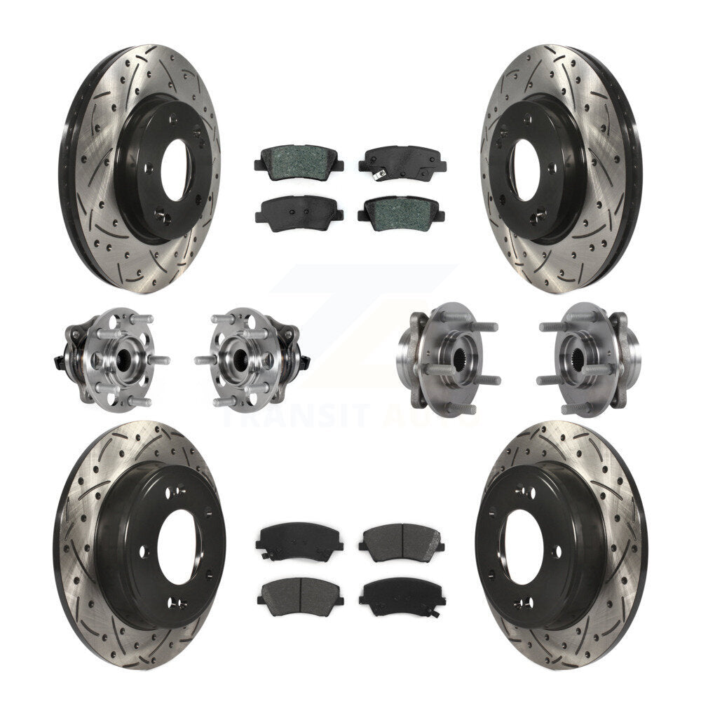 Kit de plaquettes de rotor de frein, roulement de moyeu avant et arrière (10 pièces) pour Hyundai Elantra 2.0