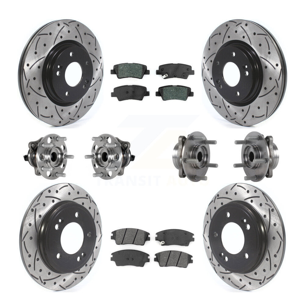Kit de plaquettes de rotor de frein, roulement de moyeu avant et arrière (10 pièces) pour Hyundai Elantra 1.6