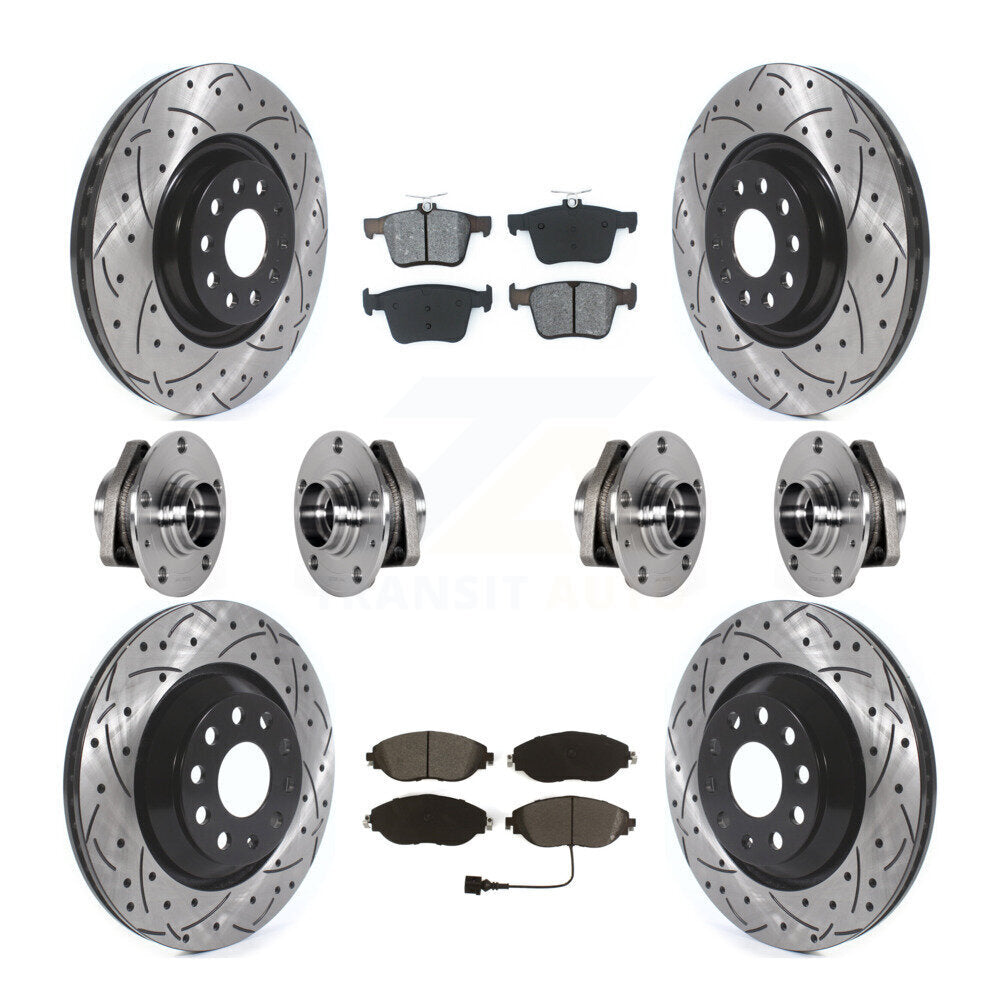 Kit de rotors et plaquettes de frein à disque revêtus de roulements de moyeu avant et arrière (10 pièces) pour Audi S