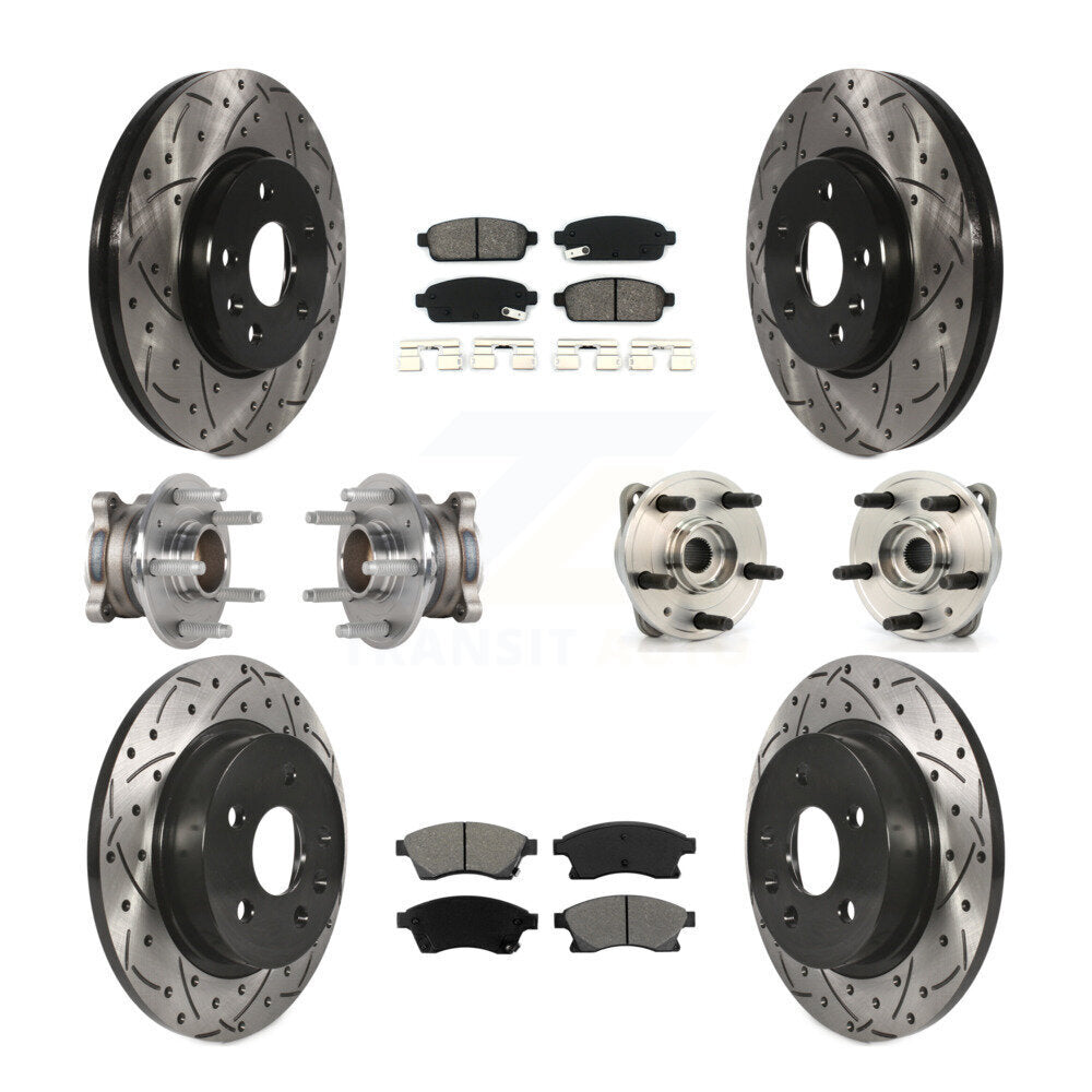 Kit de rotor et de plaquettes de frein revêtus de roulement de moyeu avant et arrière (10 pièces) pour Chevrolet Cruz