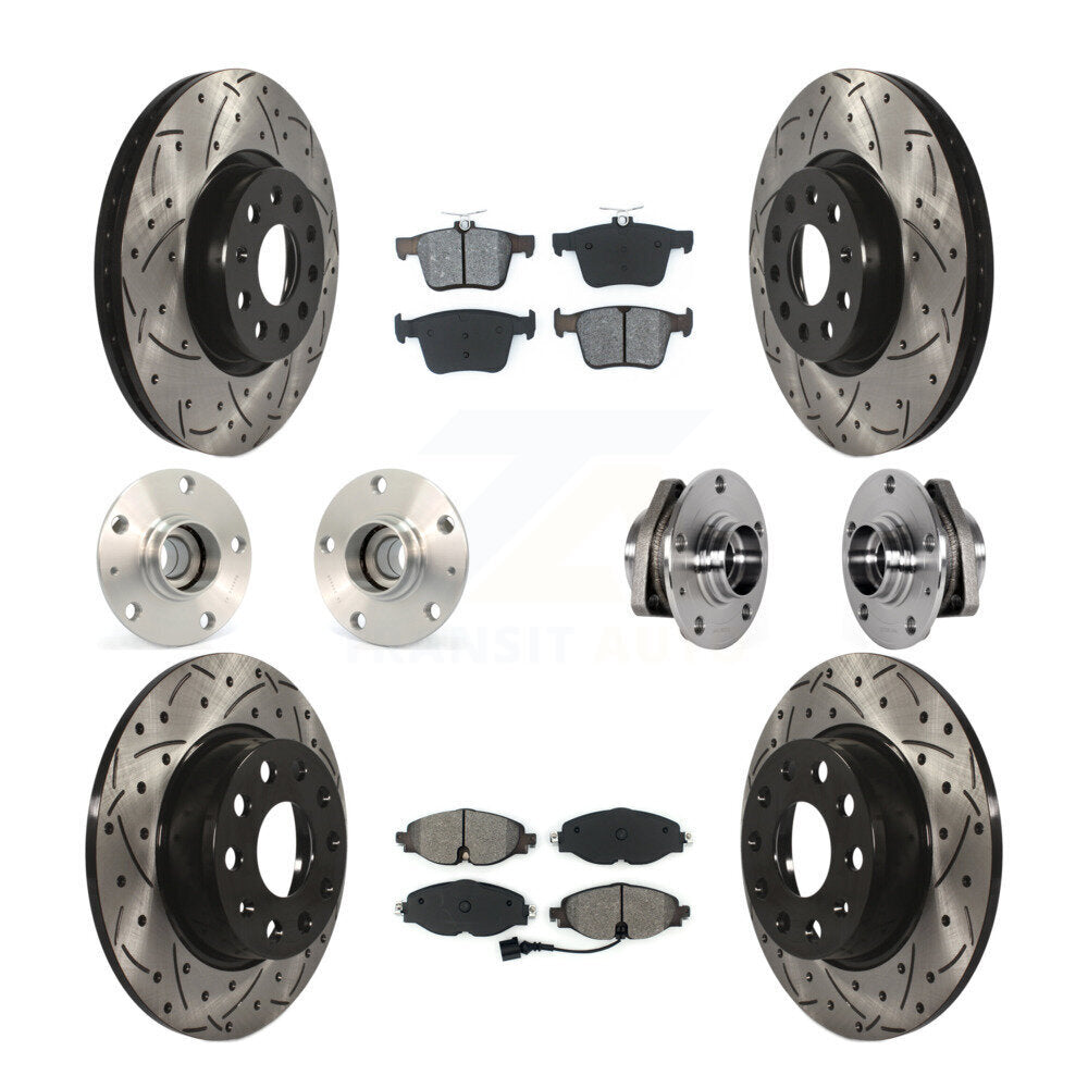 Kit de rotors et plaquettes de frein revêtus de roulement de moyeu avant et arrière (10 pièces) pour Audi A3 Sportbac