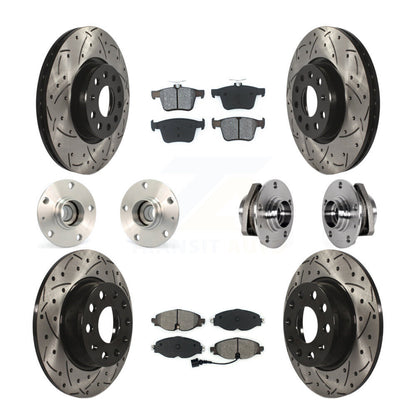 Kit de rotors et plaquettes de frein revêtus de roulement de moyeu avant et arrière (10 pièces) pour Audi A3 Sportbac