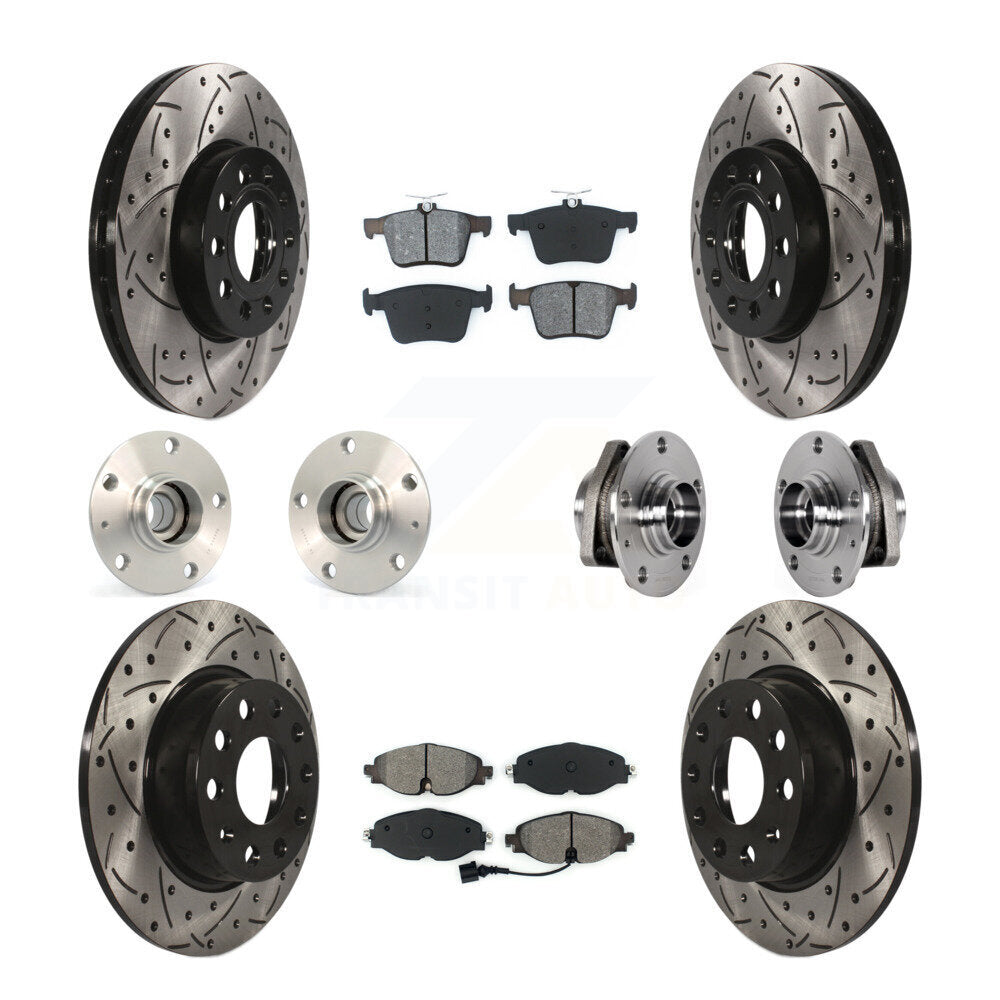 Kit de rotor et de plaquettes de frein revêtus de roulement de moyeu avant et arrière (10 pièces) pour Audi A3 2016 2.0