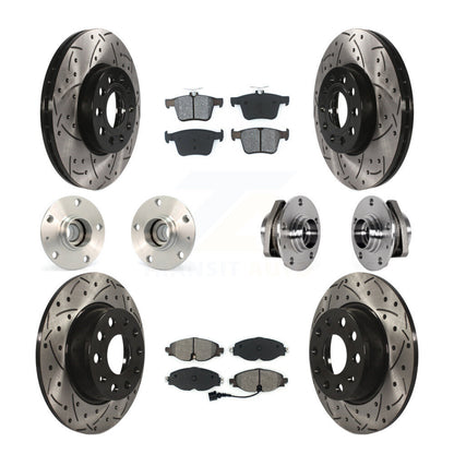 Kit de rotor et de plaquettes de frein revêtus de roulement de moyeu avant et arrière (10 pièces) pour Audi A3 2016 2.0