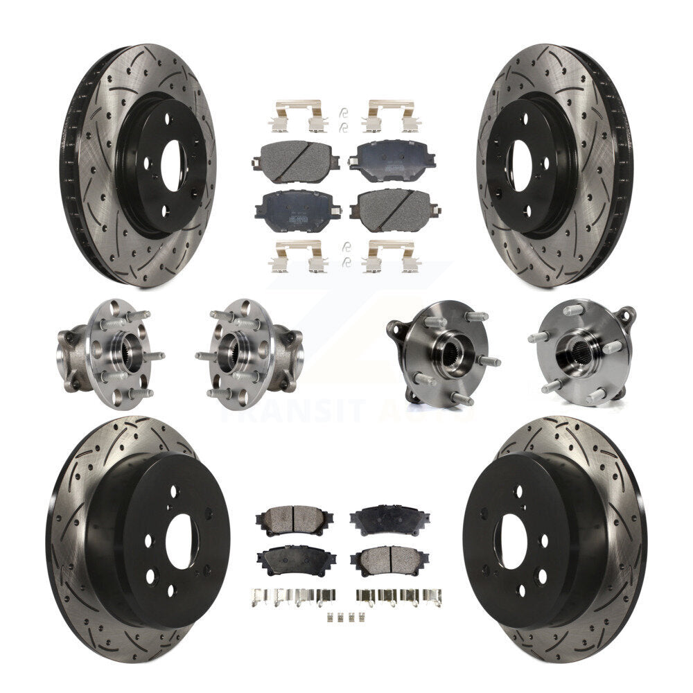 Kit de rotors et plaquettes de frein à disque revêtus de roulement de moyeu avant et arrière (10 pièces) pour Lexus IS25