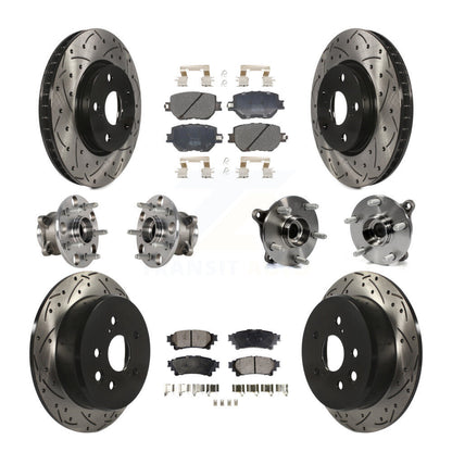 Kit de rotors et plaquettes de frein à disque revêtus de roulement de moyeu avant et arrière (10 pièces) pour Lexus IS25