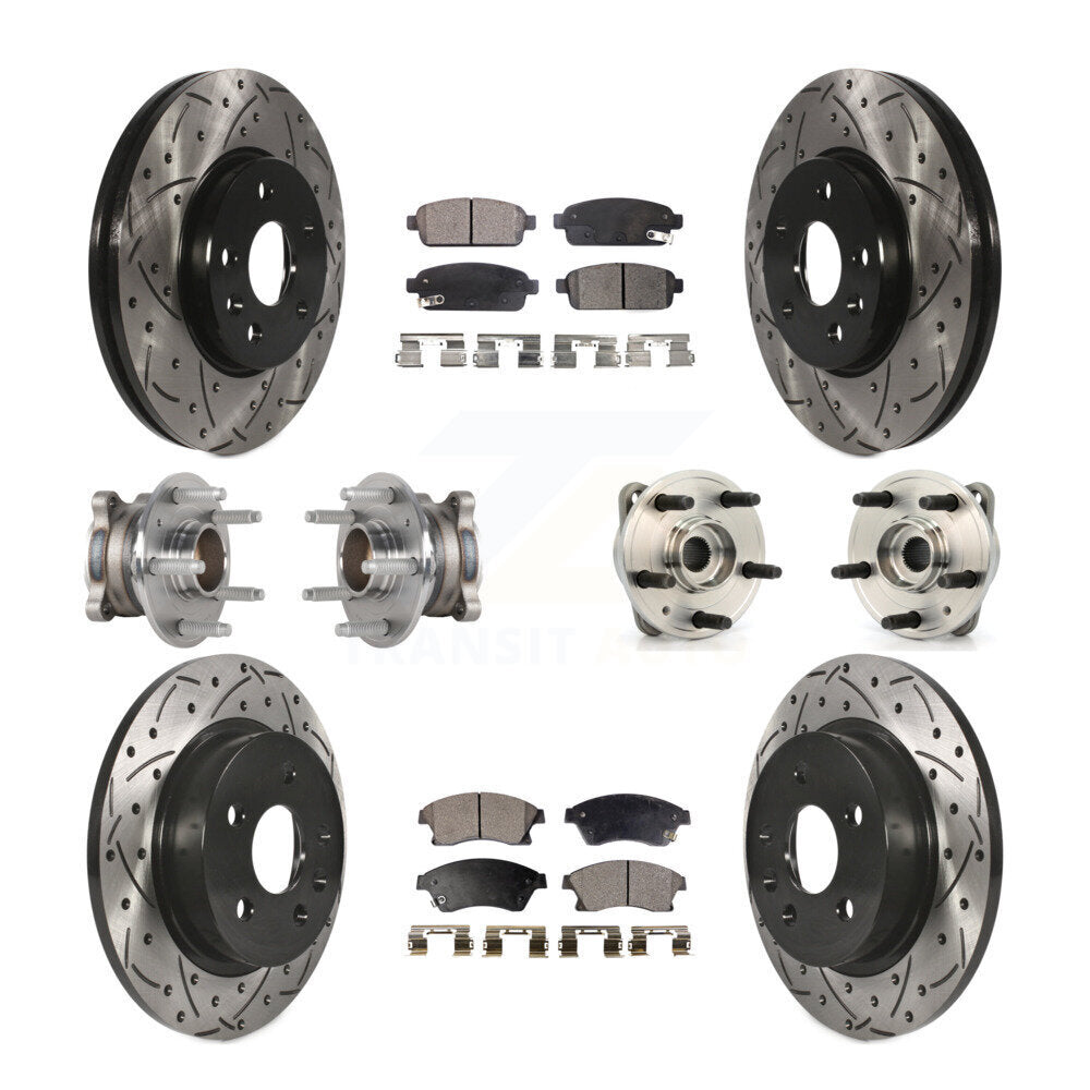 Kit de rotor et de plaquettes de frein revêtus de roulement de moyeu avant et arrière (10 pièces) pour Chevrolet Cruz