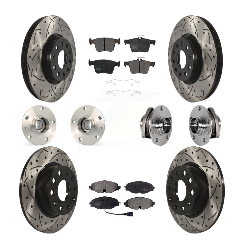 Kit de rotors et plaquettes de frein revêtus de roulement de moyeu avant et arrière (10 pièces) pour Audi A3 Sportbac