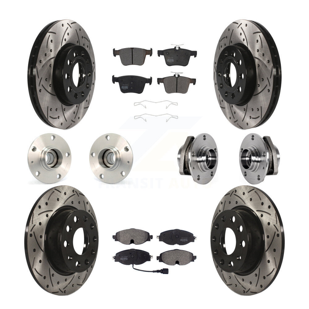 Kit de rotor et de plaquettes de frein revêtus de roulement de moyeu avant et arrière (10 pièces) pour Audi A3 2016 2.0